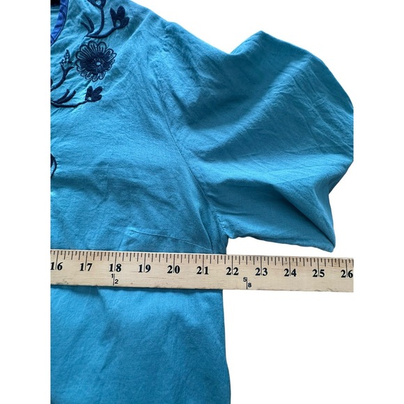 GUDRUN SJODEN Dress Women's Size Large Embroidered Green Lagenlook Boho #BB8-7 - Picture 7 of 9